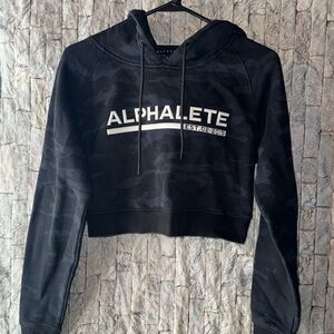 Alphalete  women’s cropped fleece black camo OG hoodie XS